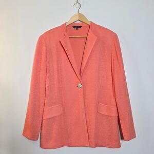 Misook Vintage Coral knit long Business casual blazer XL Excellent condition